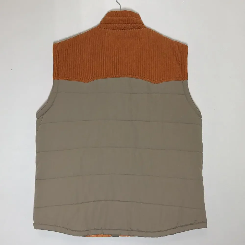 Stoic Quilted Puffer Vest Mens XL Corduroy Accent Casual Snap Up Retro 80s